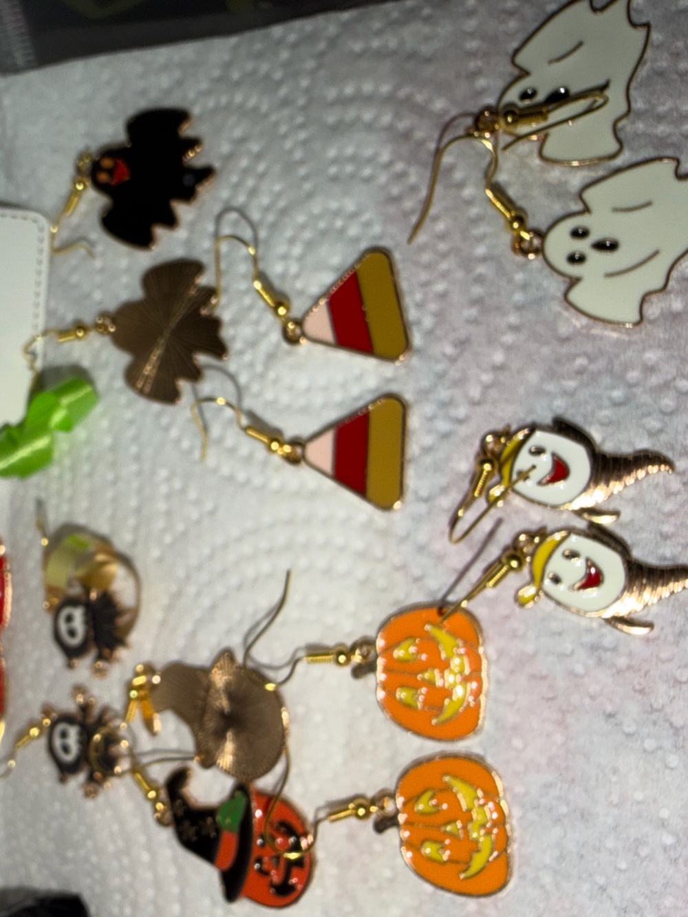 Handmade Gold-Tone White Ghost Drop Earrings - Women Jewelry - Picture 2 of 7